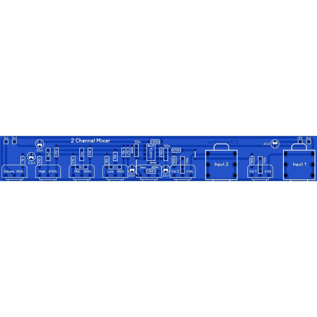 PCB MINI MIXER 2 CHANNEL