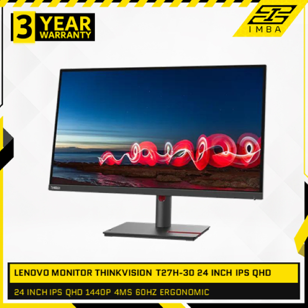LENOVO MONITOR THINKVISION T27H-30 24 INCH IPS QHD 1440P 4MS 60HZ ERGONOMIC