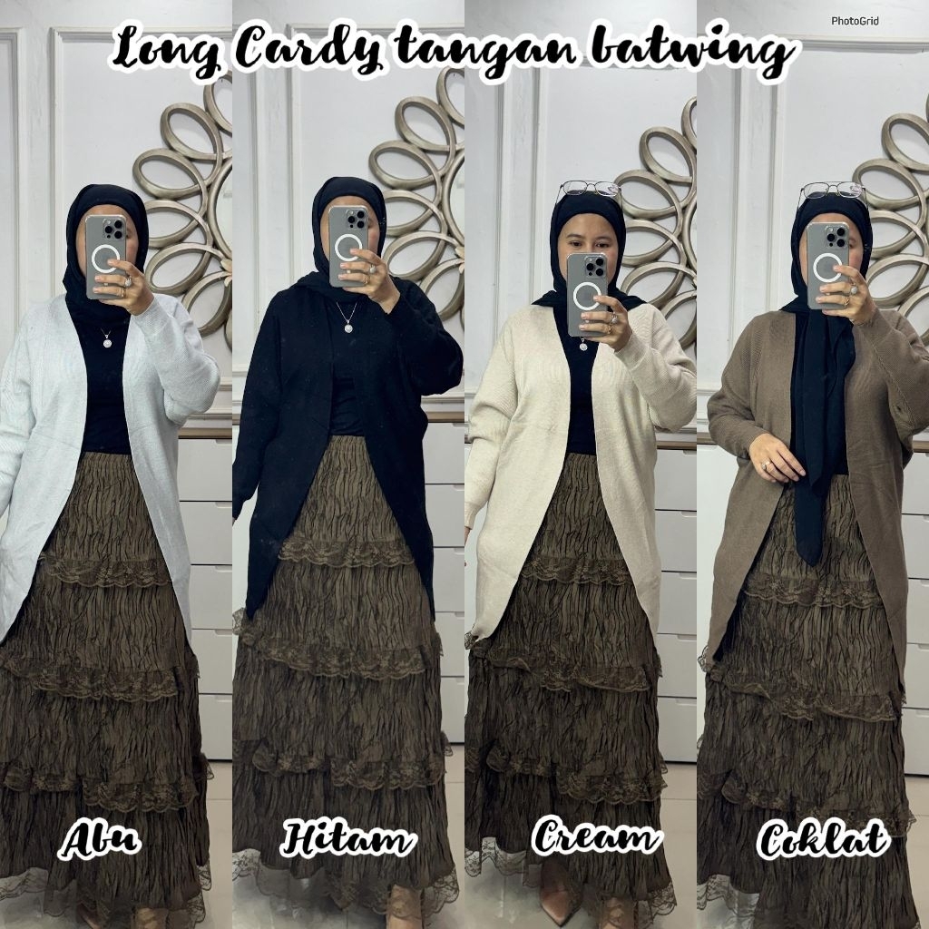 Long Cardy Tangan batwing Bahan : Rajut import Tebal & halus Ld : Free 
PB : 74