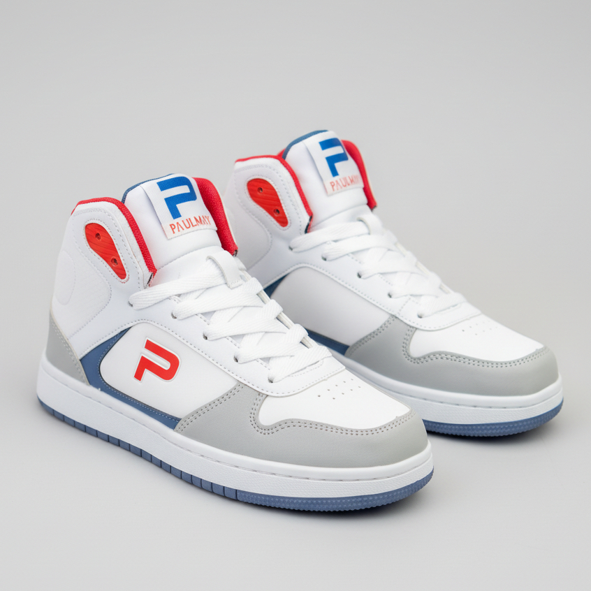 PAULMAY - Sepatu Sneakers Pria Lisbon High - Grey Red