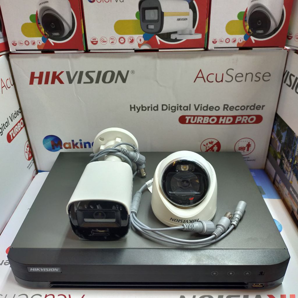 PAKET CCTV 4CH HIKVISION 2 KAMERA CCTV HIKVISION SMART HYBRIT LIGHT 2MP COLORVU AUDIO