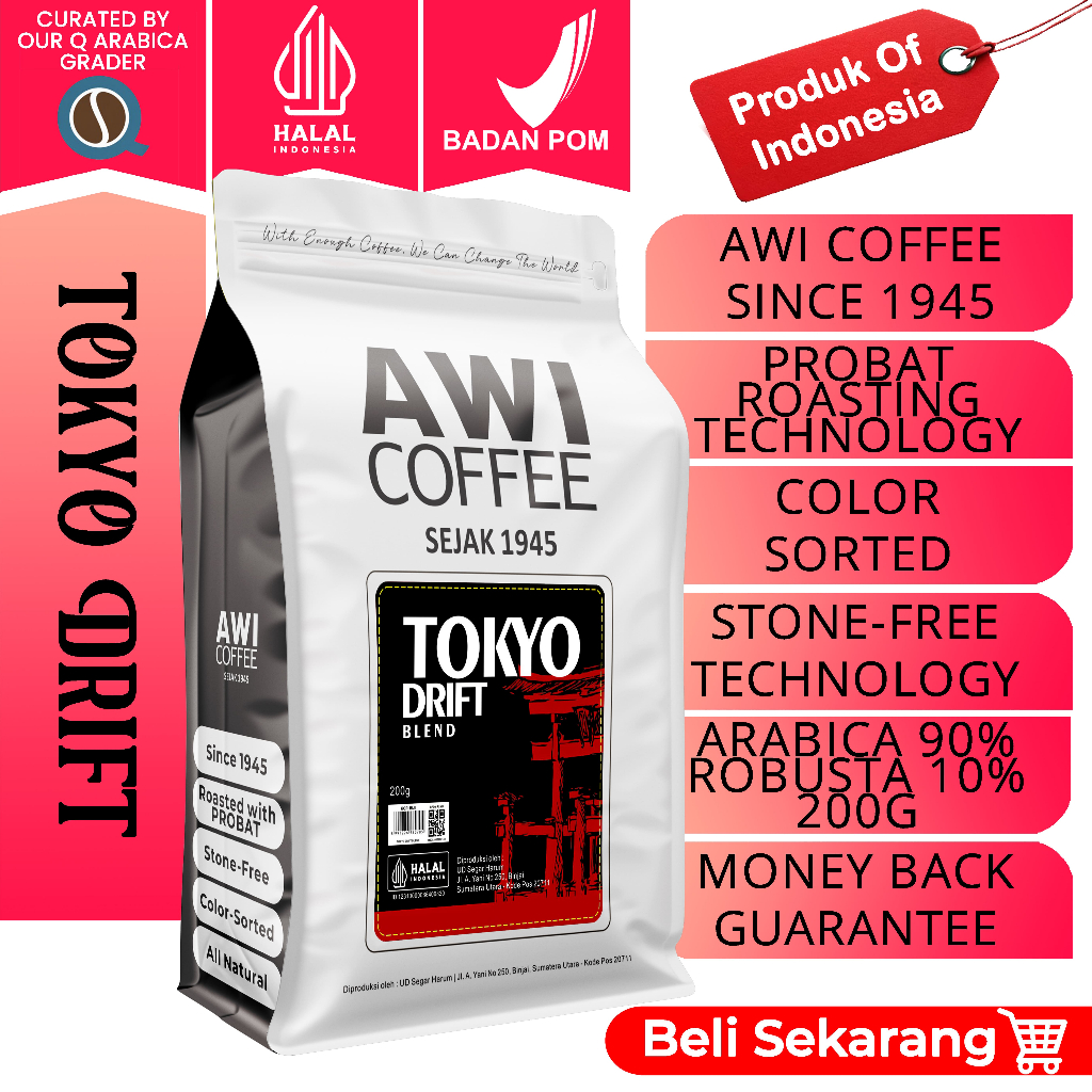 AWI COFFEE | Tokyo Drift Blend For Cafe 200gr Biji | Arabika Robusta Blend