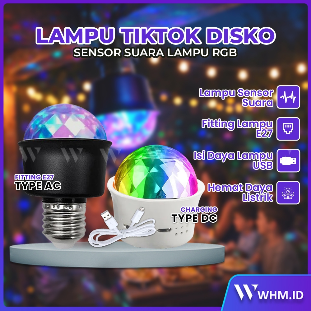 Lampu Disco RGB 7W AC Dan DC / Lampu Disko Warna warni Menari Ikuti Musik / Lampu Tidur / Lampu Hias