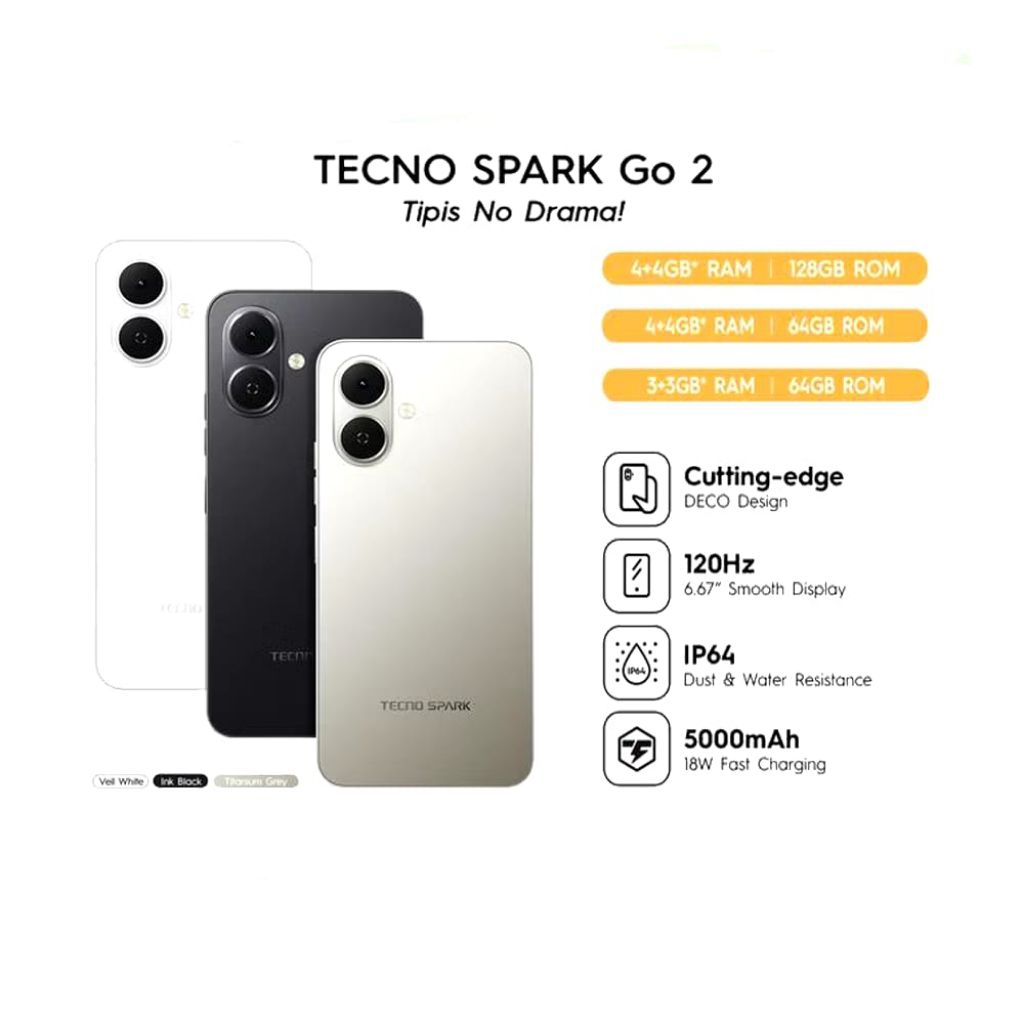 TECNO SPARK GO 2 4+4/128GB GARANSI RESMI