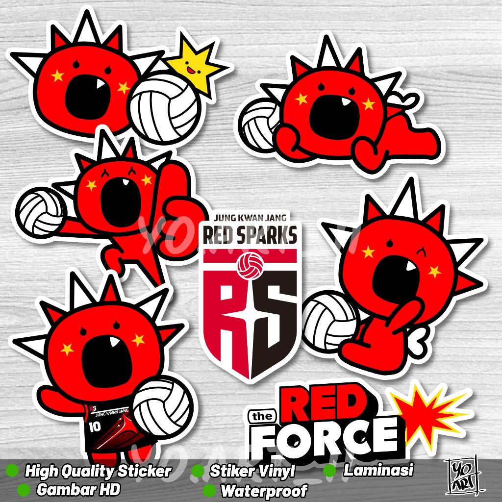 Stiker Set - Logo Red Sparks,klub Liga voli putri Korea,V-LEAGUE