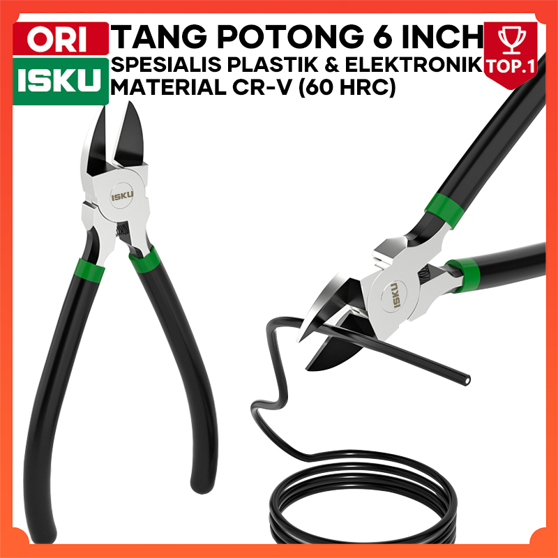 ISKU Tang Potong Kabel 6 Inch Diagonal Pliers Nippers Kawat Mikro Baja CR-V Tajam Pemotong Plastik K