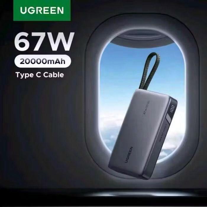 UGREEN Powerbank Built-in Kabel USB Type C 20000mAh 67W