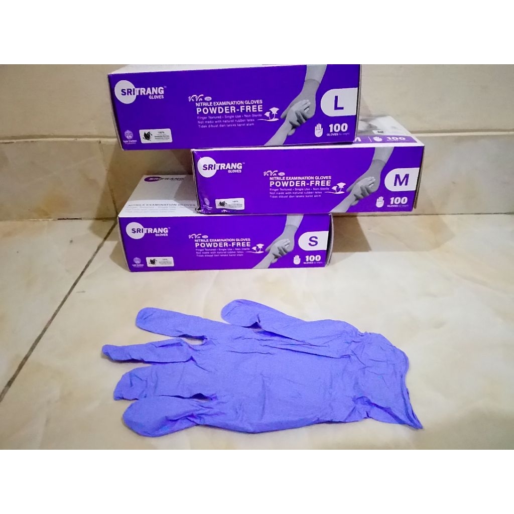 handscoon nitril biru stritrang isi 100pcs