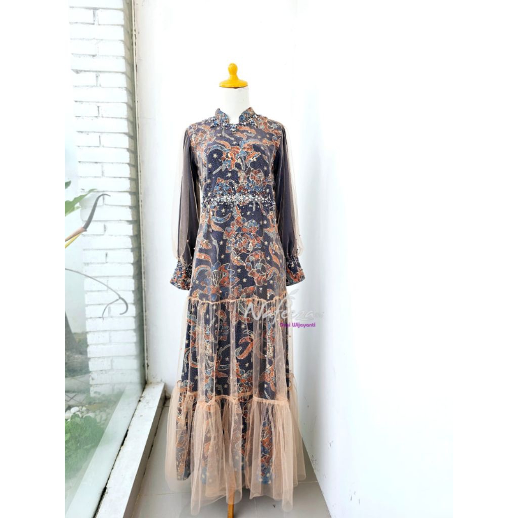 Baju Gamis Pesta Pengantin Mewah Dress Brokat Tile Payet Custom Model Size Modiste Jogja