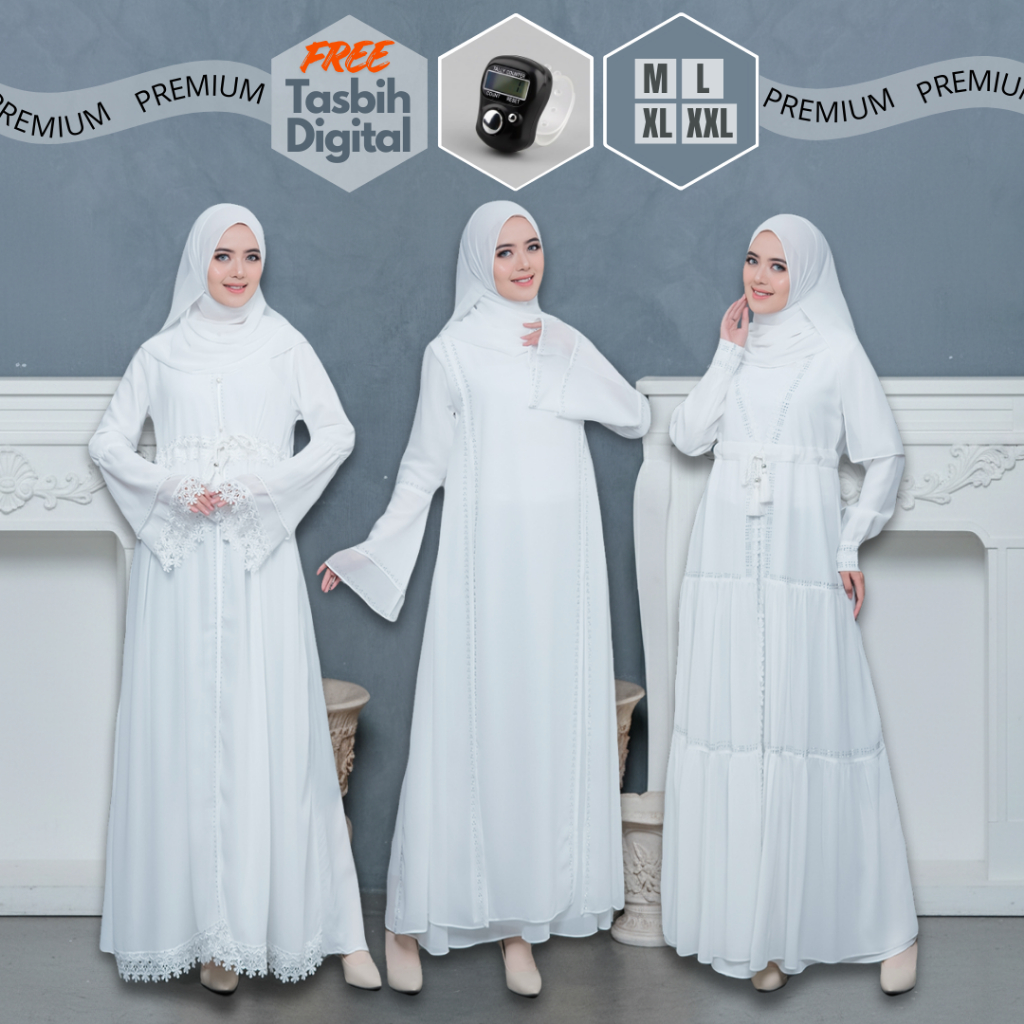 Gamis Abaya Putih Swarovsky Abaya Turkey Premium Bahan Ceruty Mix Jetblack Gamis Abaya Putih Terbaru