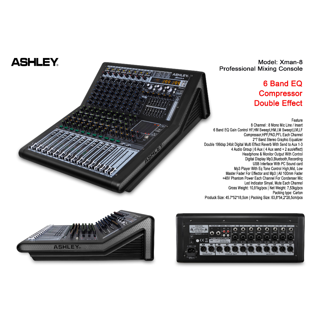 MIXER AUDIO ASHLEY XMAN8 XMAN 8 DOUBLE EFFECT MODEL BARU