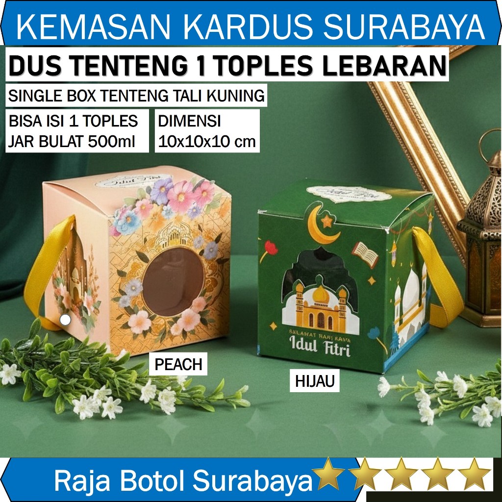 Single Box Dus Hampers Edisi Lebaran isi 1 toples 500ml idul fitri kardus Jinjing Bingkisan Snack Ku