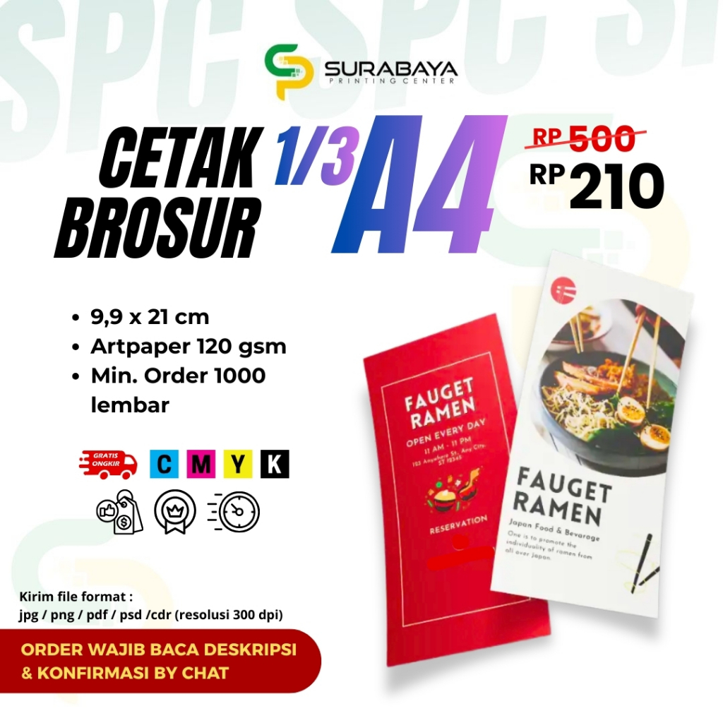 Cetak Brosur Murah 1/3 A4 Full Colour AP 120