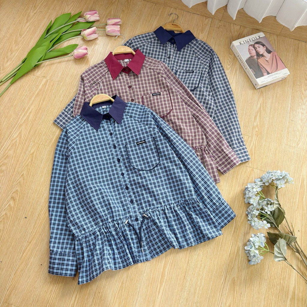 Diamore | RIHANA SHIRT l KEMEJA WANITA PREMIUM | KEMEJA KATUN KOTAK-KOTAK OVERSIZE