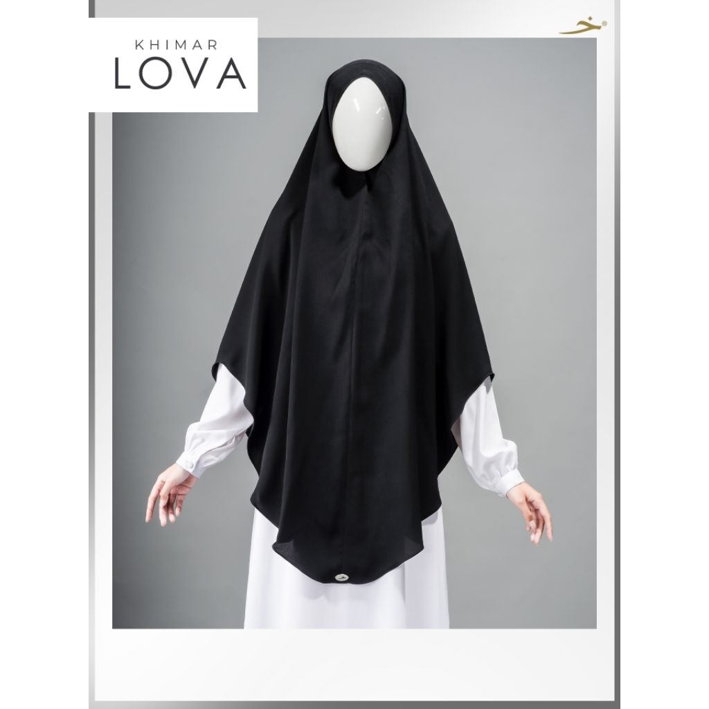 LOVA Khimar JETBLACK NON PET Oval - Khadijah Indonesia #ayranashwa #khadijahindonesia