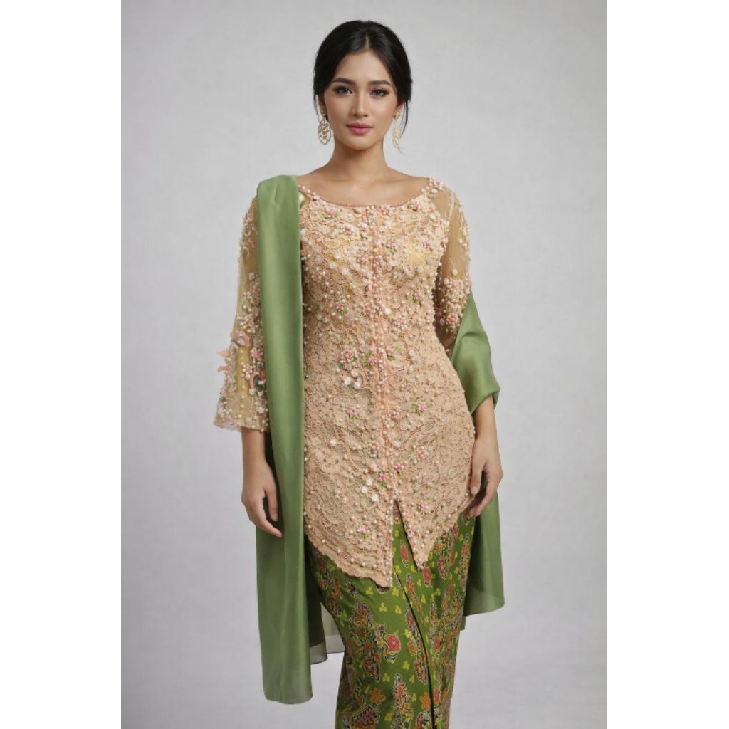 kebaya full payet premium kain brukat