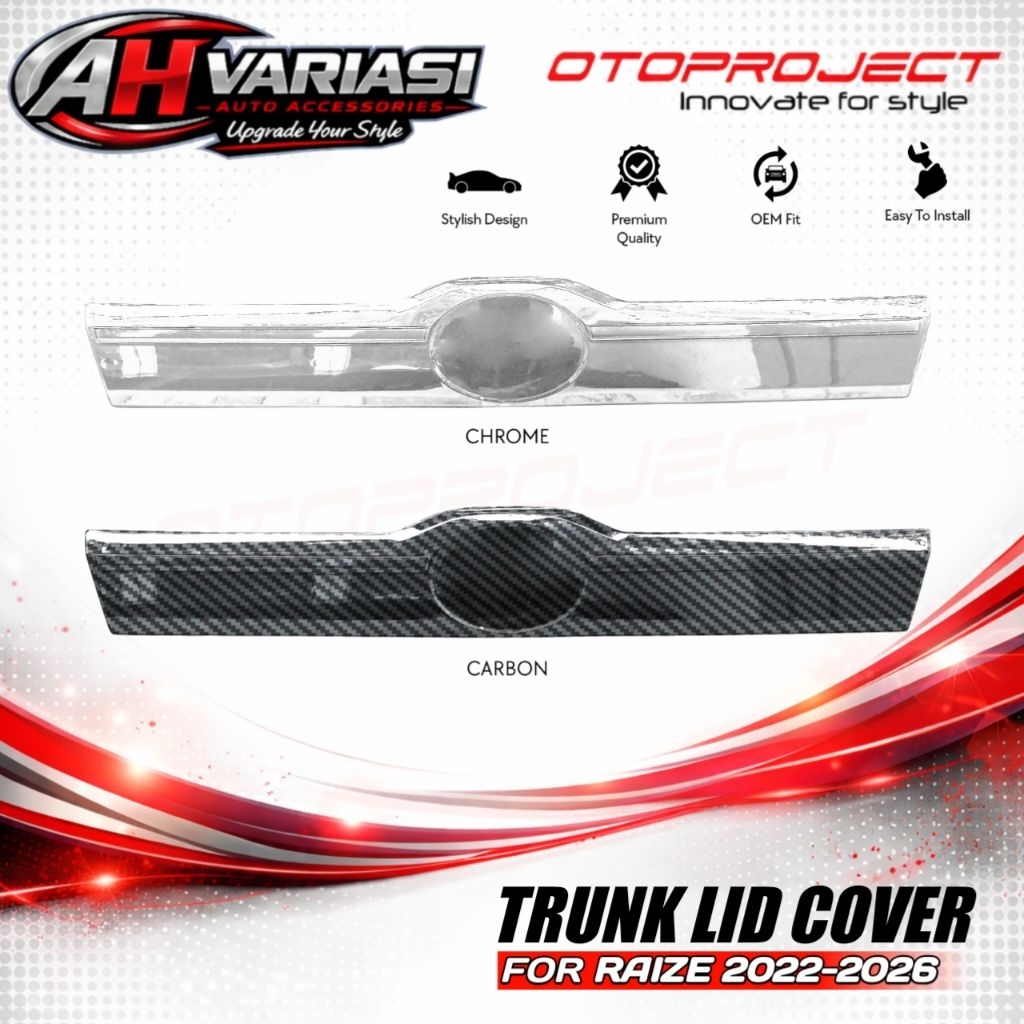 Raize Rocky - Aksesoris Mobil Raize / Rocky 2022 – Cover Trunk Lid Chrome / Carbon Glossy Original
