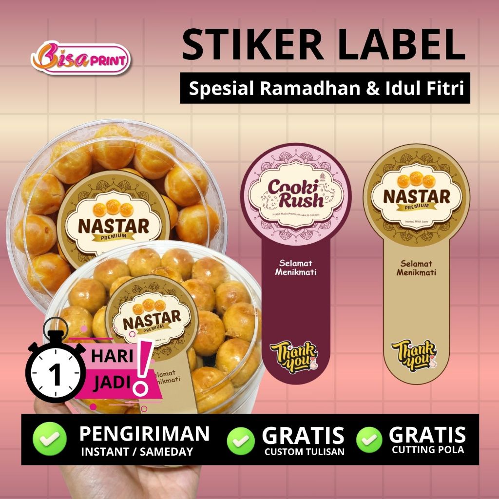 Stiker Segel Toples Kue Kering 250 GRAM dan 500 GRAM Model 1 Lidah Bisa Custom Gratis Desain
