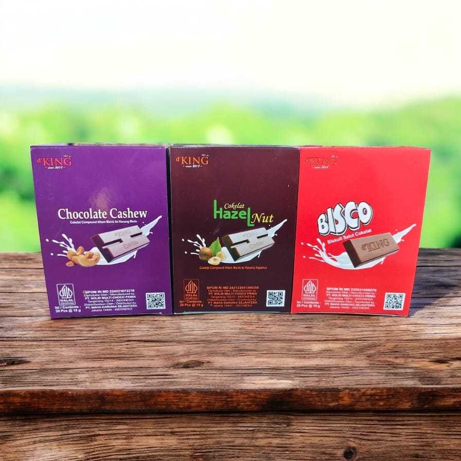 d'KING Chocolate Cashew / d'KING Bisco / d'KING Chocolate Hazelnut isi 20 pcs