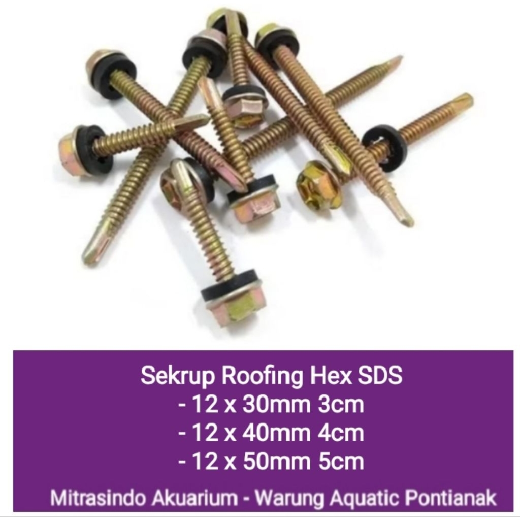 Sekrup HEX Karet SDS 50 Pcs 3cm 4cm 5cm - Baut Baja Ringan Roofing