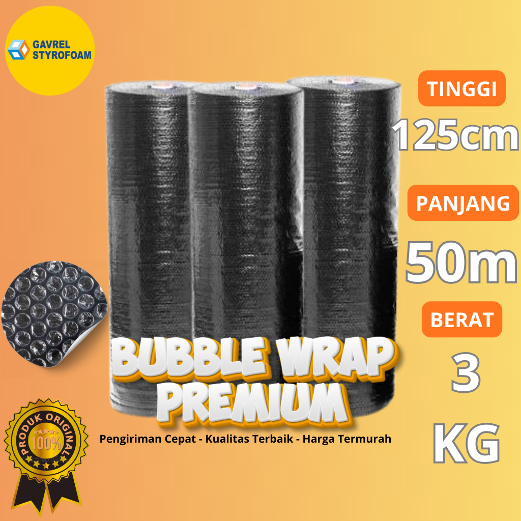 BUBBLE WRAP MURAH 50m x 125cm / BUBBLE WRAP HITAM 125 CM X 50 M / BUBBLE WRAP TERMURAH