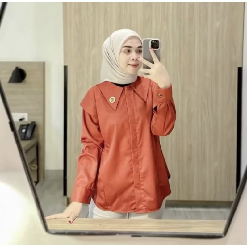 TIARA ORANGE BLOUSE COTTON TOYOBO POLOS / BAJU KATUN TOYOBO PREMIUM