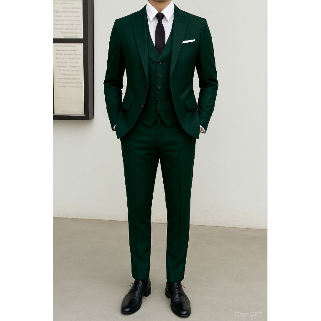 jas pria formal casual slimfit hijau botol