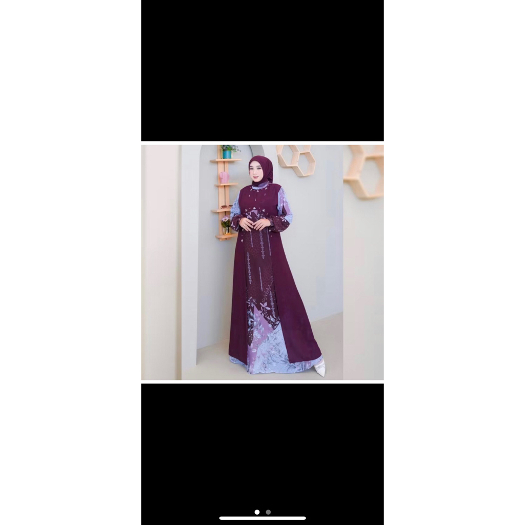 Gamis wanita ceruty set auter lepas pasang full puring