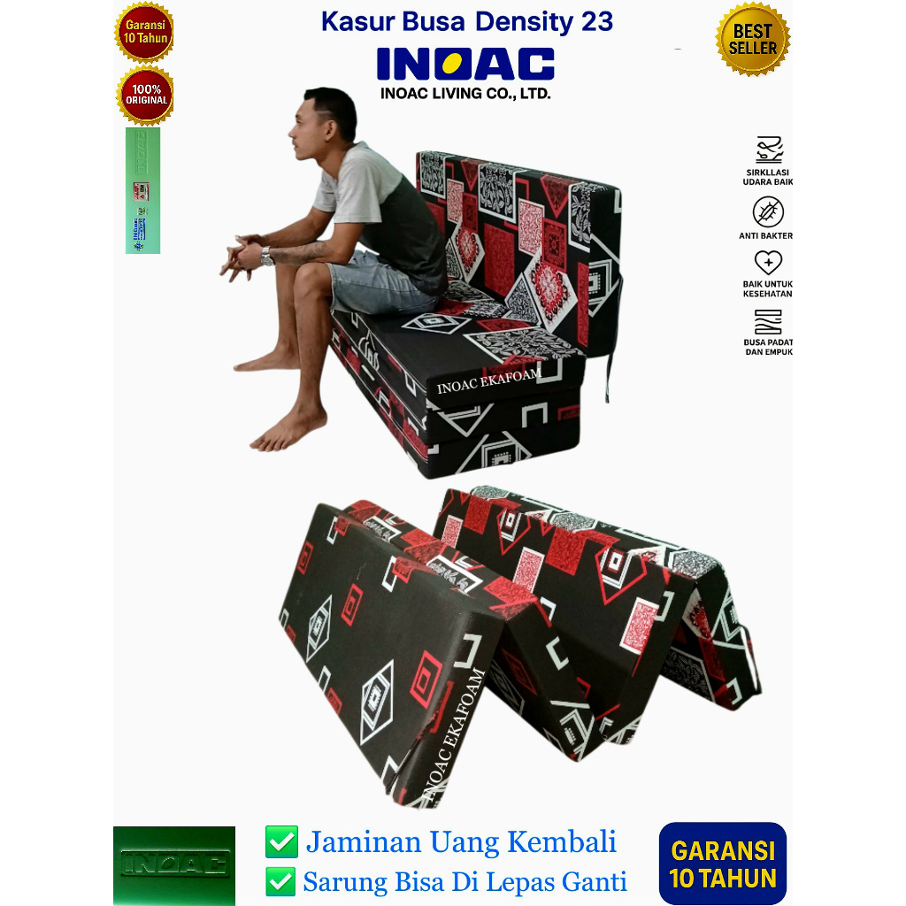 Kasur Busa INOAC Lipat 4 – Ukuran 200x145 | Tebal 30 Sampai 5 cm Inoac EON LG D23 | Matras Tidur Nya