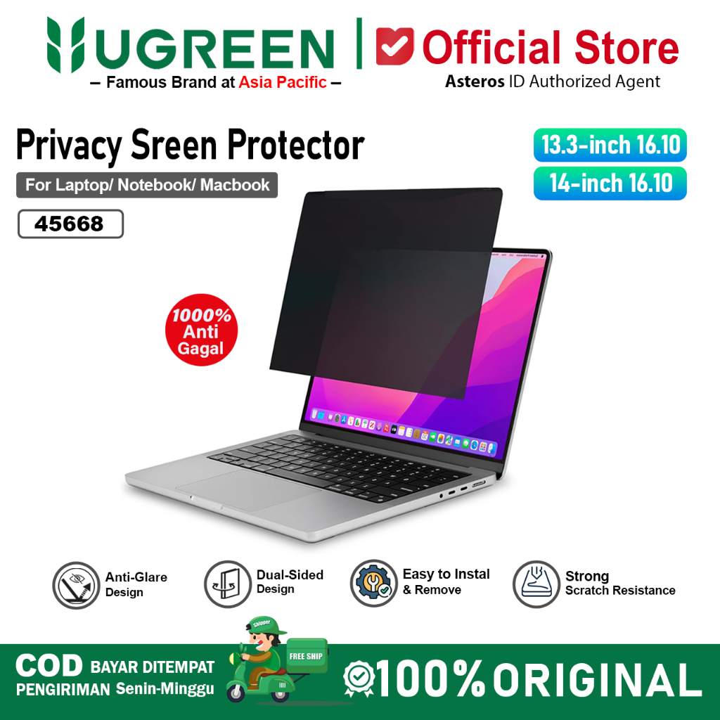 UGREEN Premium Privacy Screen Protector Anti Spy For Laptop 13.3 - 14 Inch 16 : 10