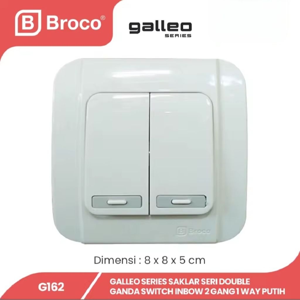 saklar listrik dobel double tanam Broco Galleo G162