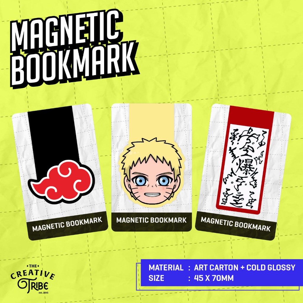 Pembatas Buku Magnetik - Naruto - Bookmark Magnet Penanda Halaman Novel Komik Anime Boruto