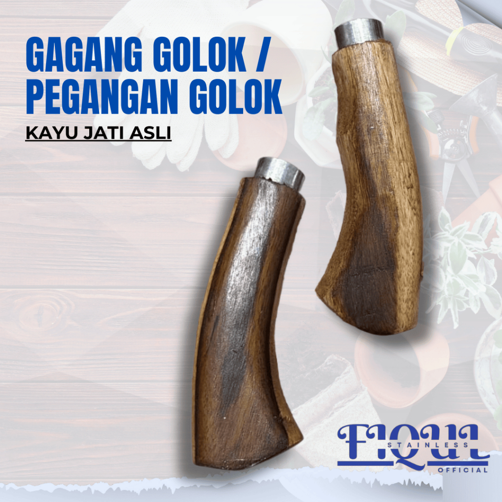 Gagang Golok / Pegangan Golok - Kayu Jati By Fiqul Stainless