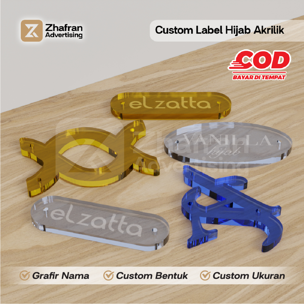 Label Hijab Akrilik Custom Nama / Akrilik Lebel Hijab / Label Gamis / Aksesories Pakaian