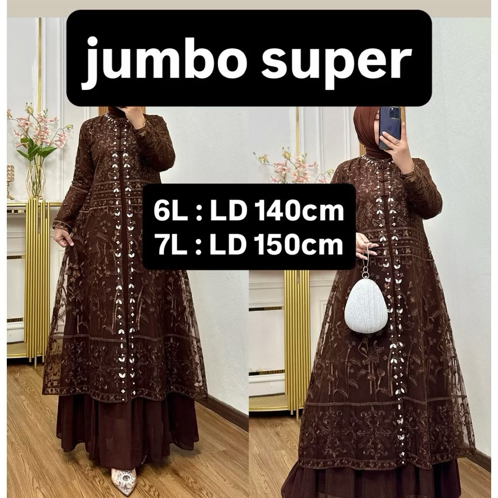 GAMIS LAYLA JUMBO - Gamis Auter Jumbo LD 140cm-150cm / Gamis Modern / Gamis Tille / Gamis Terbaru / 