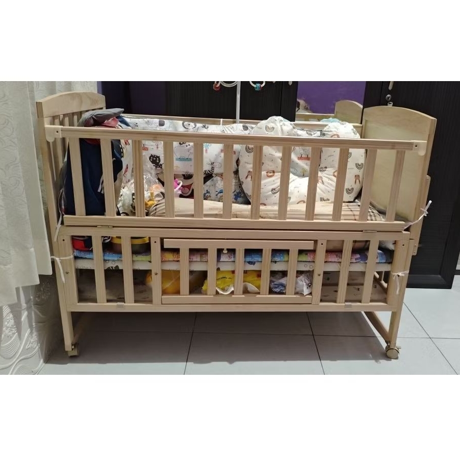 Tempat Tidur Bayi Goyang Box Bayi 2 Tingkat Set Kelambu