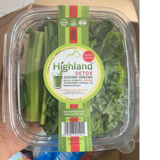 Highland Juicing Grens Detok Isi Kale,Spinach,celery / Sayur Campur Buat jus / 1 Pcs