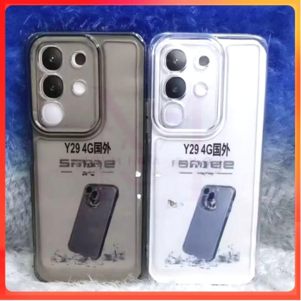 [Queen Acc]Case Casing Bening Clear Black VIVO Y29 4G/Y29S Silikon TPU Clear Black Space baguss lent