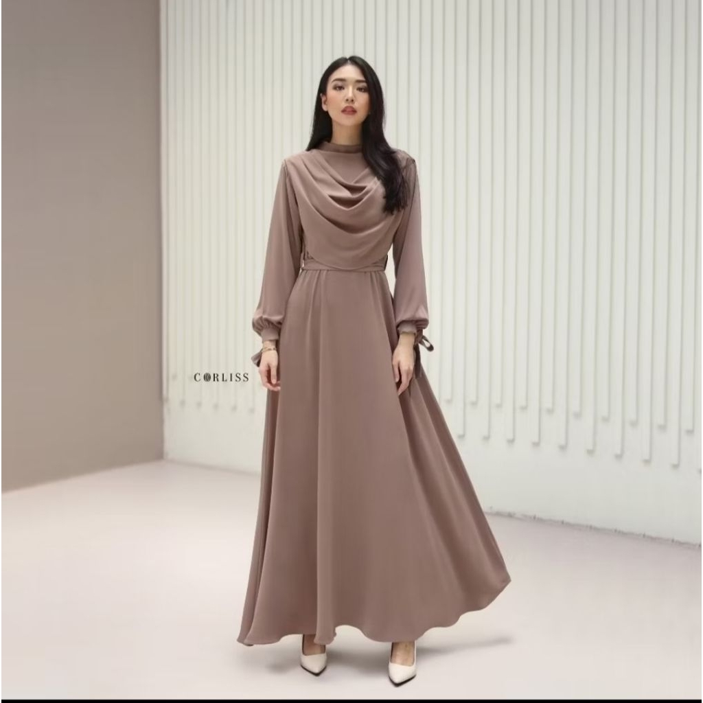 UNNA GAUN- bahan Ceruty-gamis kondangan-gamis-Gaun kondangan-Gaun simpel