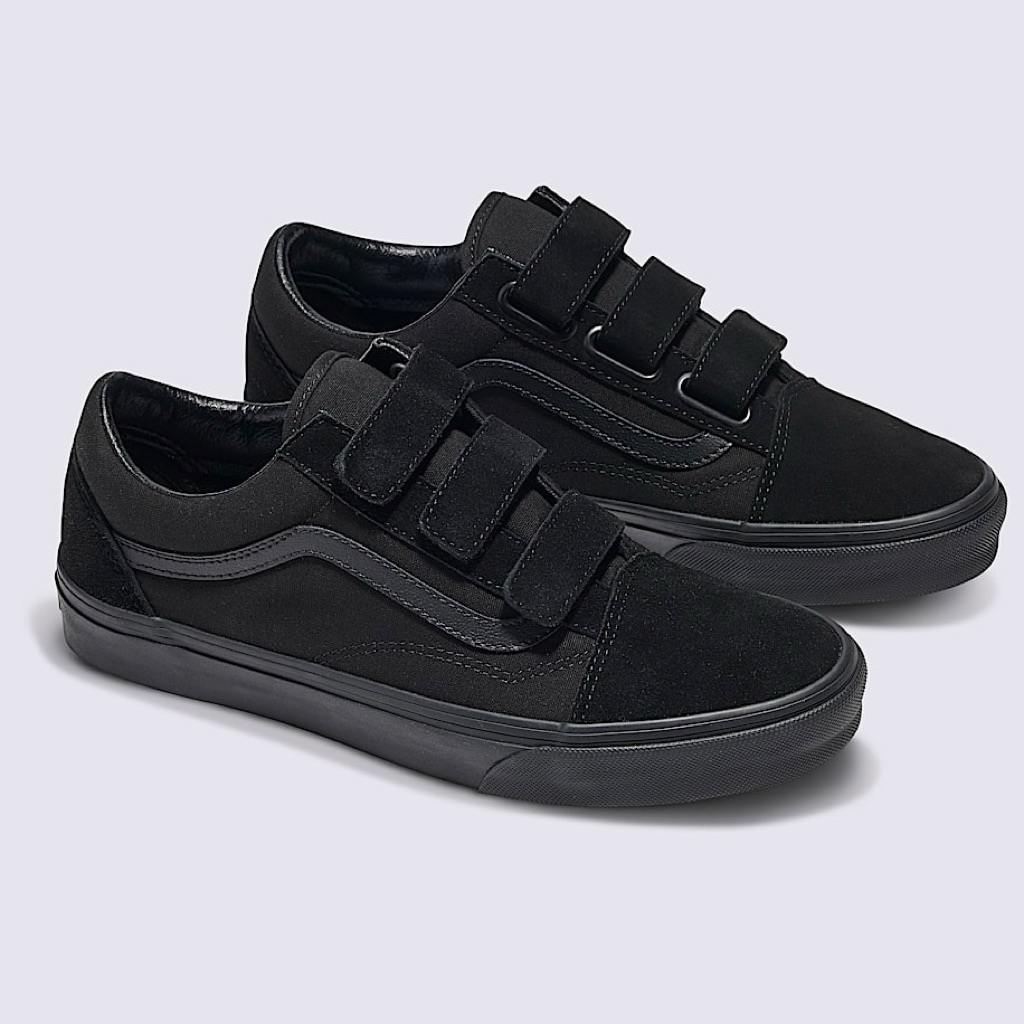 Vans old skool velcro triple black (Resmi PT NAVYA)