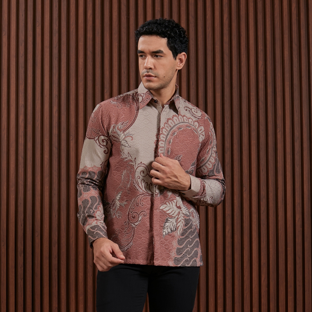 Enzy Batik Exclusive Kemeja Batik Pria Marakata - Mauve