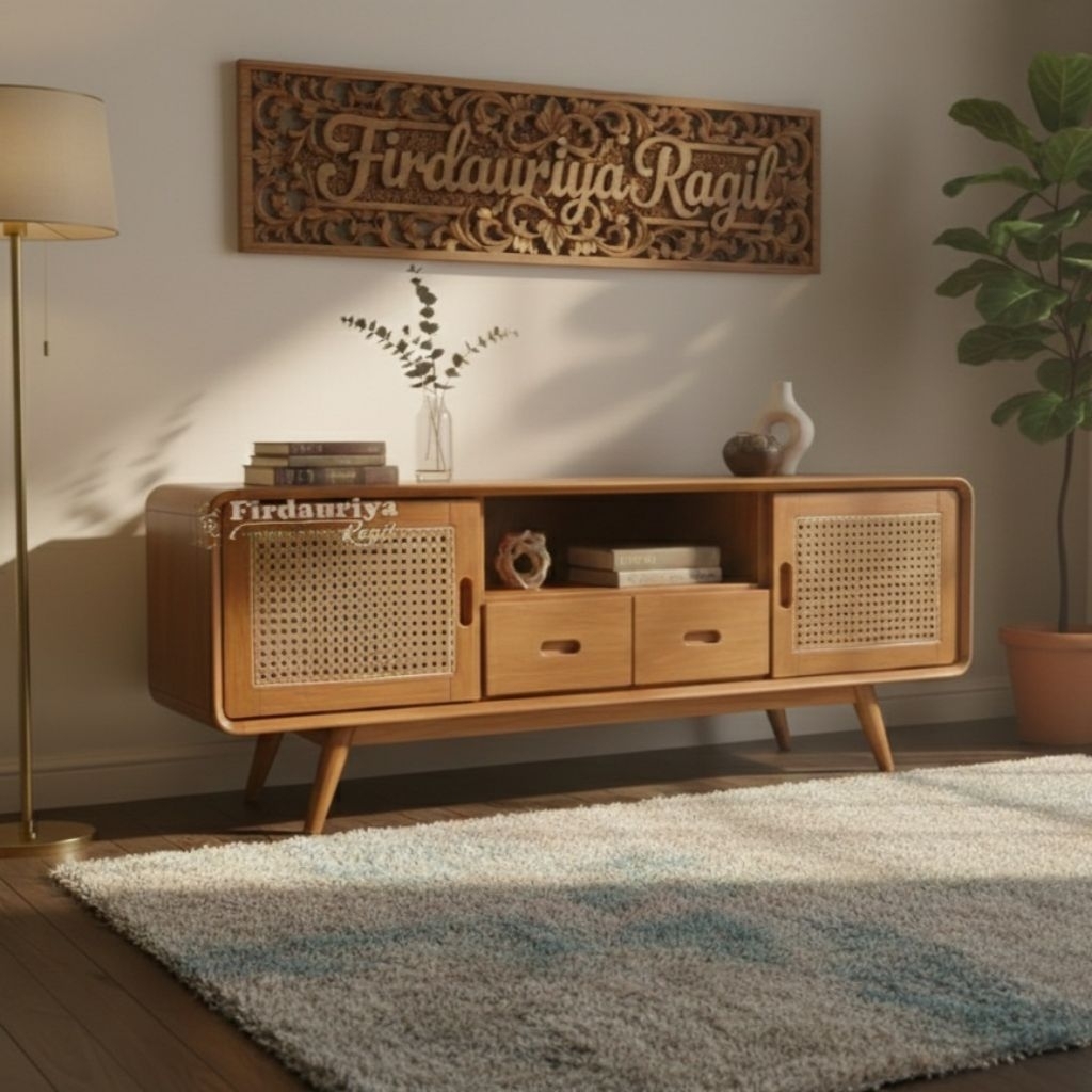 Buffet bufet bifet tv meja tv kayu jati minimalis antik jepara mebel pintu lemari almari laci 2 mura