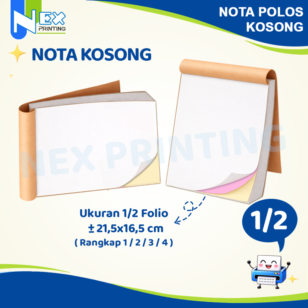 1/2 Nota Memo Polos Kosong Ukuran 1/2F Kwitansi bisa Satuan ukuran Bon Faktur Untuk toko online offl