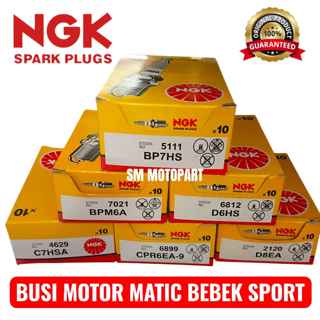 NGK SPARK PLUG BUSI MOTOR C7HSA BP7HS BP7ES D8EA D6HS CPR6EA-9 BPM6A SUPRA GRAND MIO LEGENDA KARISMA