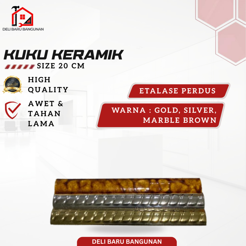 Kuku Keramik/Kuku Macan/BONBON Ukuran 20 cm Perdus Gold, Silver & Marble Brown