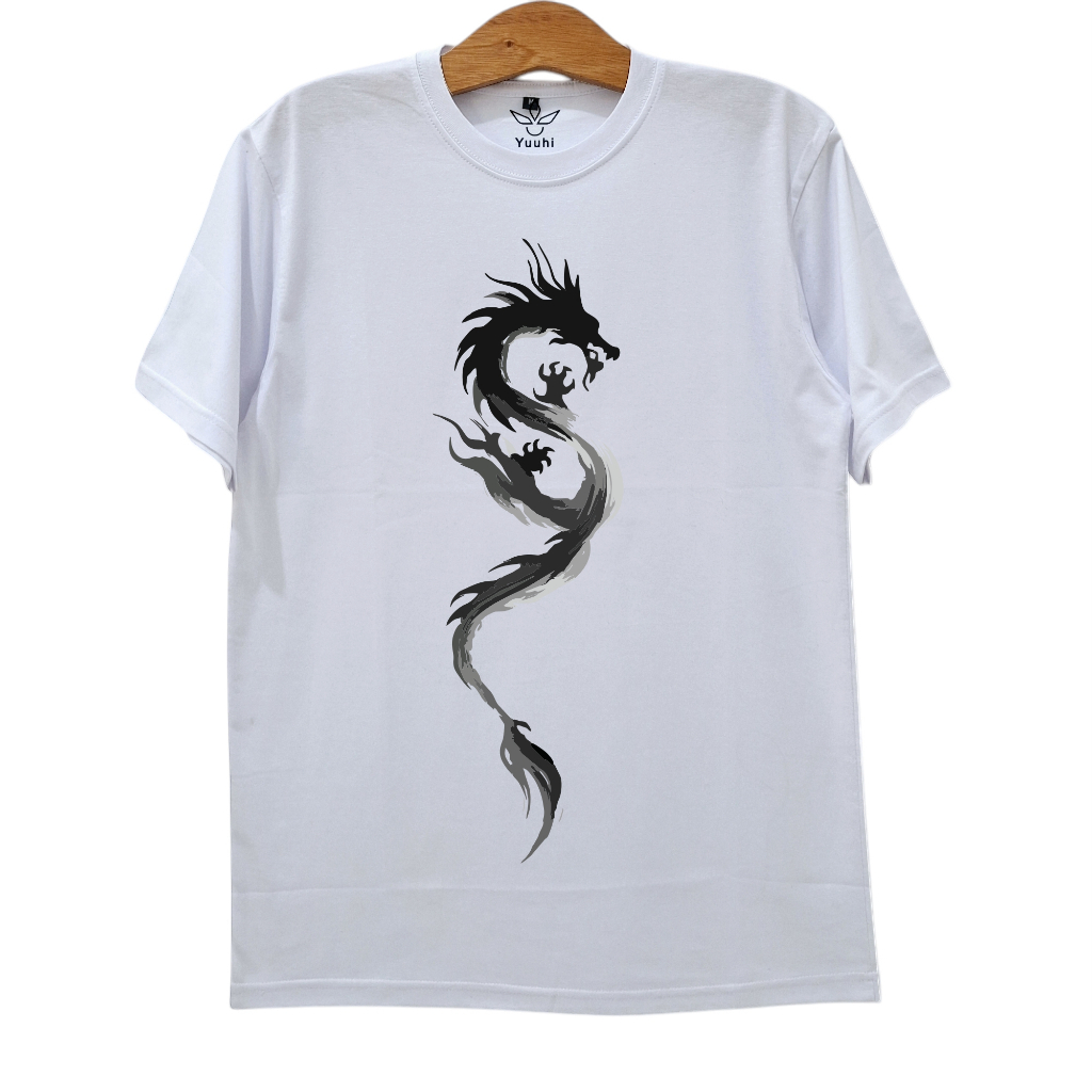 Yuuhi Kaos Distro Premium White Warrior Dragon Unisex Original