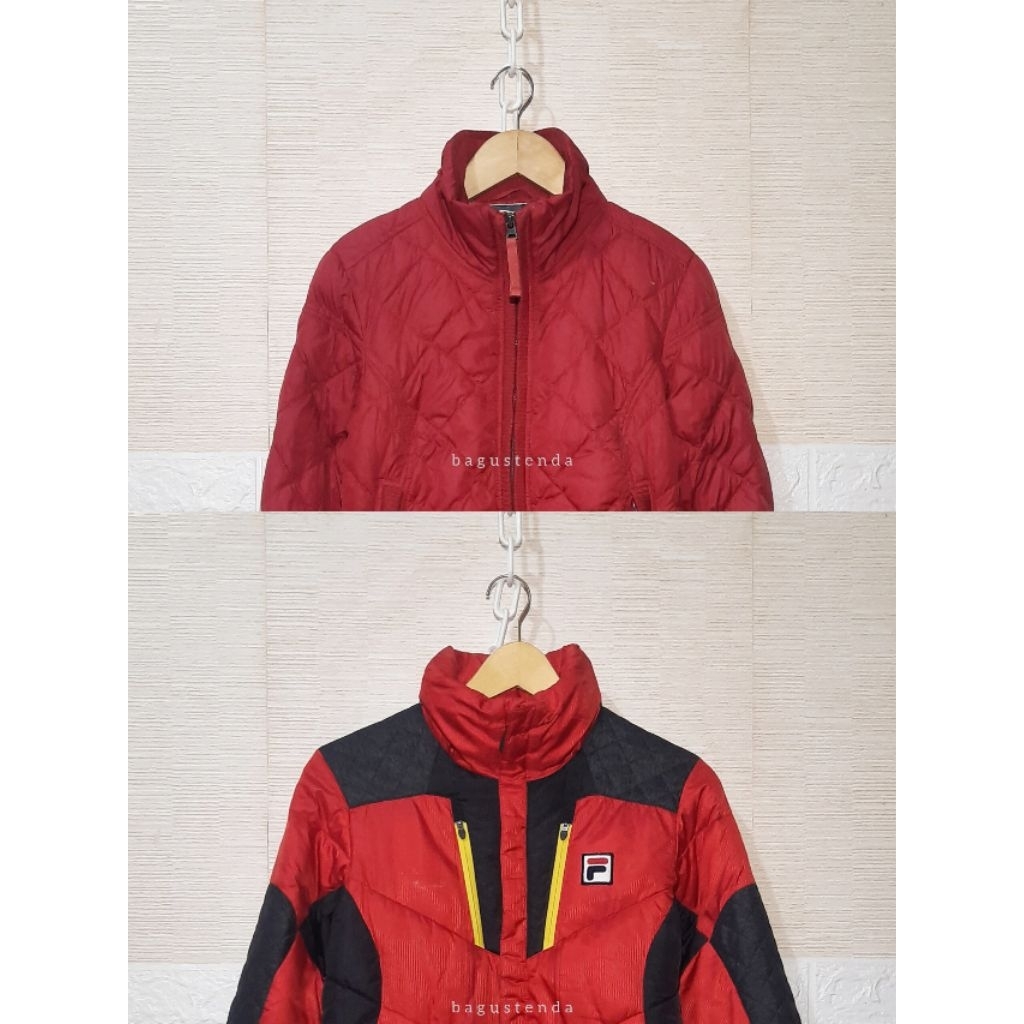 Jaket Puffer Bulang TOMMY HILFIGER FILA size S bulu angsa gunung outdoor winter motor preloved