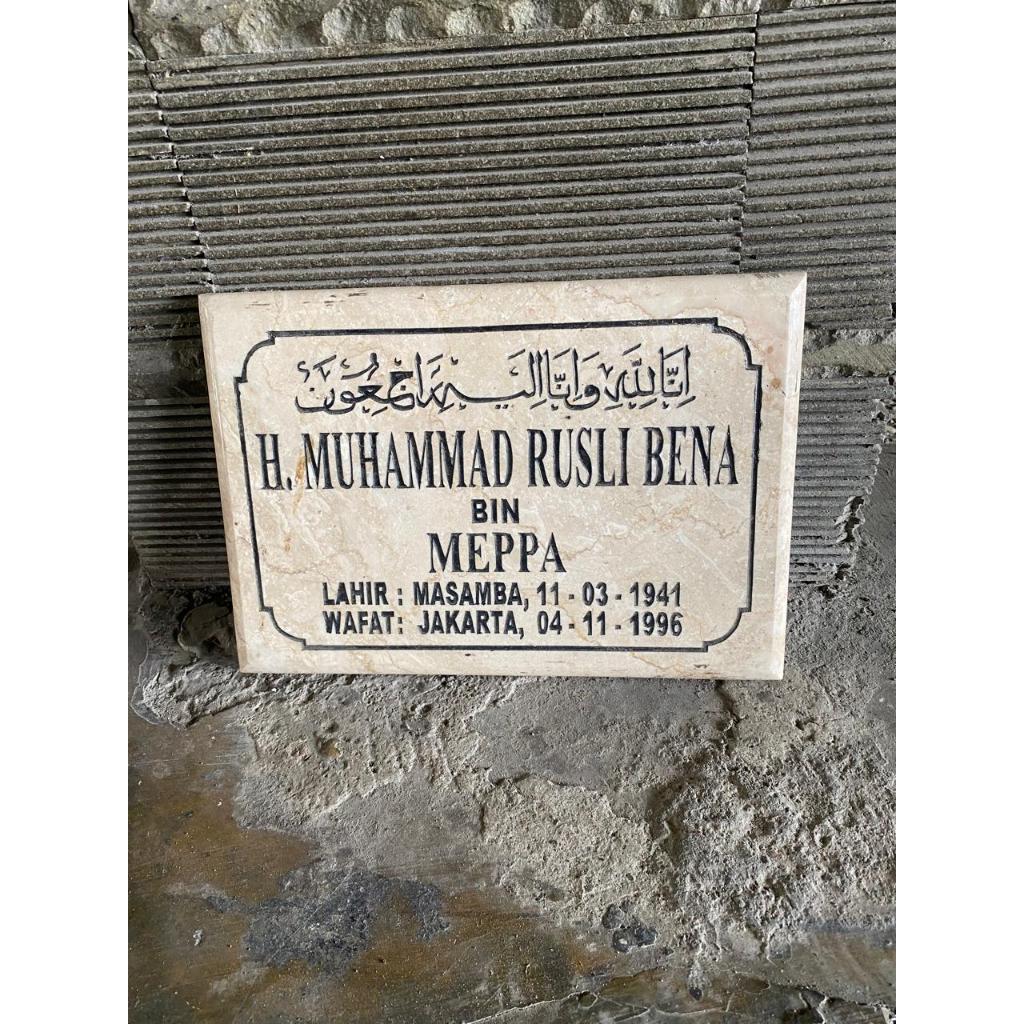 BATU NISAN LEMPENGAN MARMER(30x20) //PAPAN NAMA NISAN MAKAM MARMER