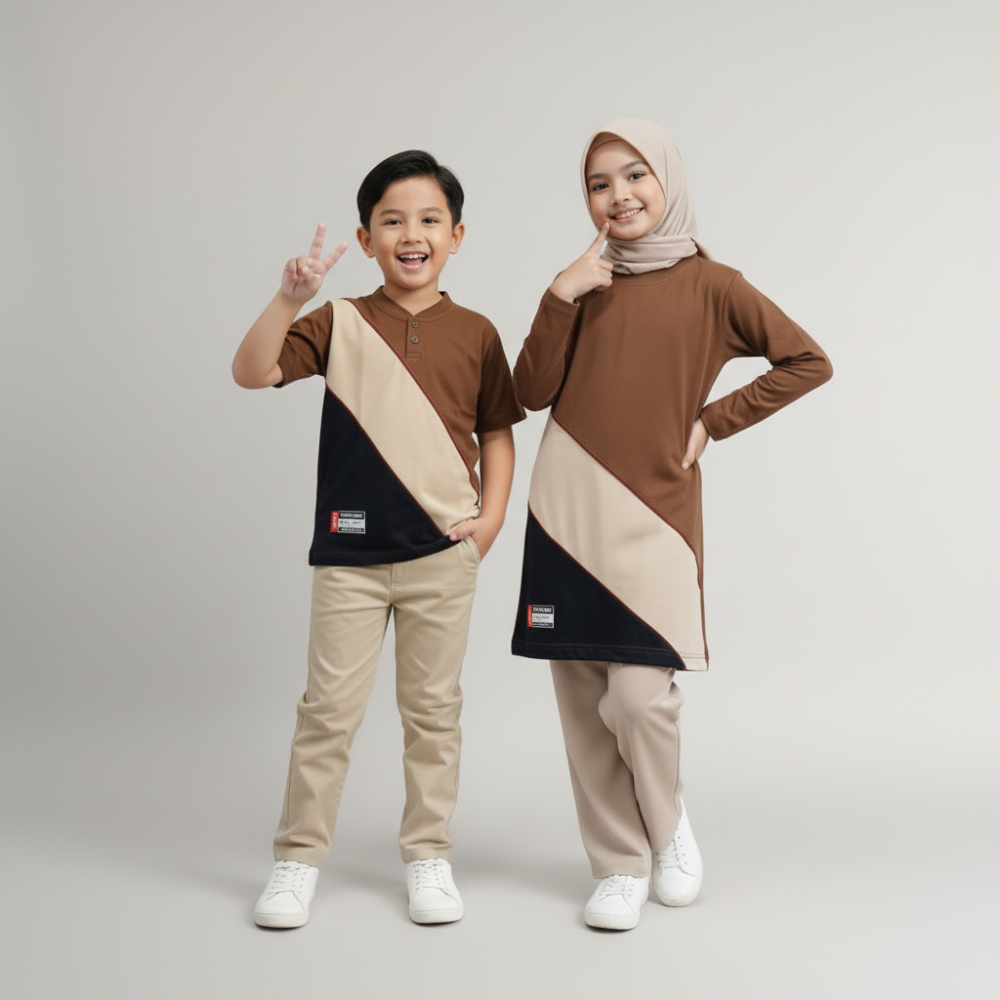 Arvikids Baju Kaos  Couple Anak Laki laki Perempuan Koko Tunik 1 10 Tahun Katun Set Family Atasan
