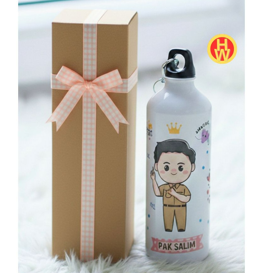 GIFT SOUVENIR CUSTOM GURU EVENT SEKOLAH TUMBLER CUSTOM NAMA GURU KARAKTER COWO 750 ml
